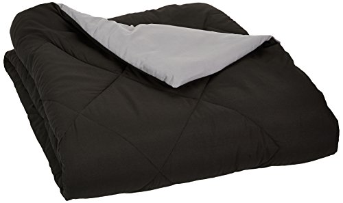 Amazon Basics Couette réversible en microfibre, gris/noir, 200 x 200 cm