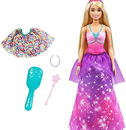 Barbie Dreamtopia poupée 2-en-1 Transformation Princesse, transformable en sirène avec 3 tenues et accessoires, jouet pour enfant, GTF92 - Multicolore