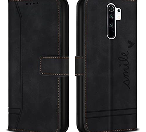 Bravoday Coque pour Xiaomi Redmi Note 8 Pro, Etui Cuir avec Magnetique, Flip Pochette Housse pour Xiaomi Redmi Note 8 Pro Protection, Noir