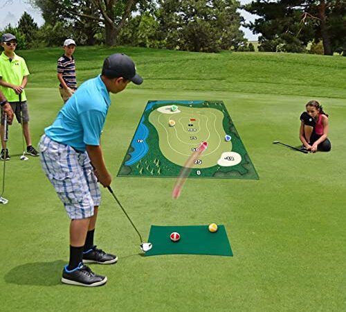 Caluself Jeu de golf, tapis d'entraînement de golf, tapis de golf, tapis de golf pour entraînement de golf, aides à l'entraînement de golf pour les fêtes de jeu et l'intérieur