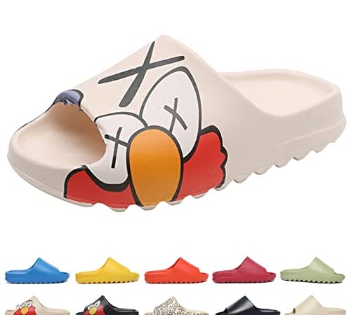 Claquette Antidérapant Homme Femme Pantoufles Confortable Léger Sandals Confortable Chaussures De Piscine Plage Adultes (Cartoon 1,8UK)