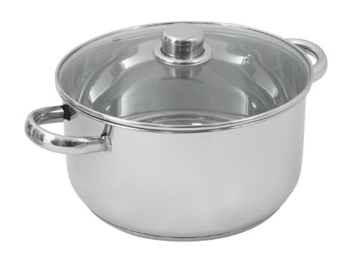 Crealys 502388 Marmite en Inox 10 L Couvercle Verre Diamètre: 28 cm