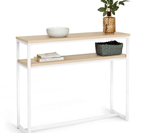 IDMarket - Console Double Detroit Design Industriel Bois et métal Blanc