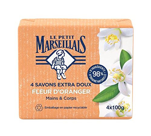 Le Petit Marseillais Savon Kraft Fleur d'Oranger, 4 x 100g