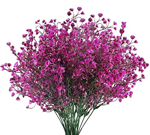 SLFYEE 4pcs Fleurs Artificielles Violet Fleurs Artificielles Plastique Fleurs Artificielles Décoratives Fausses Fleurs 40CM pour Balcon Jardin Intérieur Extérieur Printemps Pot Vase Décoration