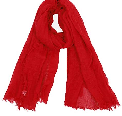 Van Der Rich ® - Foulard Echarpe Froissé Cache Cou Homme Femme (45-Rouge, TU)