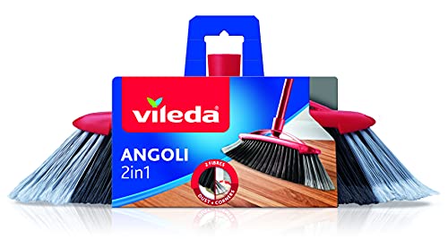 Vileda - 137396 -Balai intérieur à double angle 2 en 1, Technologie à fibres 2 en 1, Efficace contre tous les types de saleté, entre également dans les coins