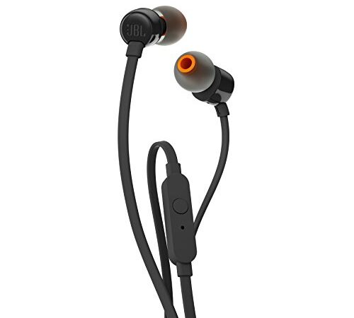 JBL T110 – Ecouteurs intra-auriculaires filaires – Son Pure Bass de JBL et bouton de contrôle – Connectivité : câble Jack 3,5 mm – Couleur : Noir