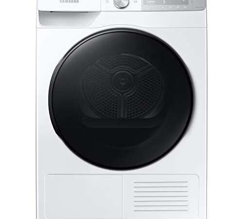Samsung DV90T7240BH/S3 Sèche-linge avec AI Control - Séchage rapide en 81 minutes, programme désinfectant, Air Wash, prévention des plis, technologie Optimal Dry, filtre 2 en 1, blanc, hublot noir